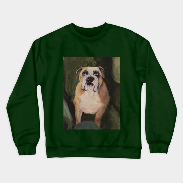 English Bulldog Ruby Rose Crewneck Sweatshirt by CoryAcornArt